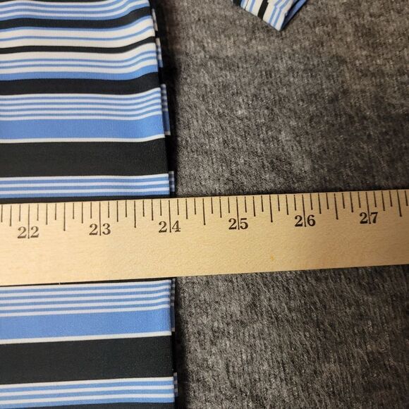Peter Millar Summer Comfort Men's L Blue Striped Polo Shirt Shady Oaks Club Good - Picture 7 of 9